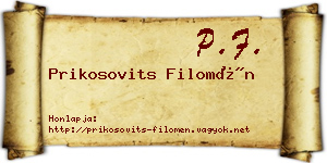 Prikosovits Filomén névjegykártya